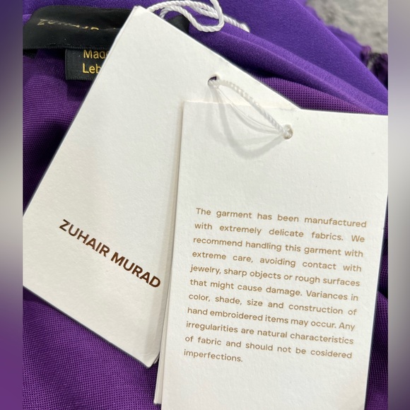 Zuhair Murad Silk Chiffon Beaded V-Neck Gown Dress - Picture 12 of 15